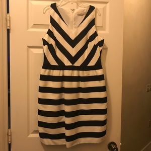 Black and white striped LOFT dress